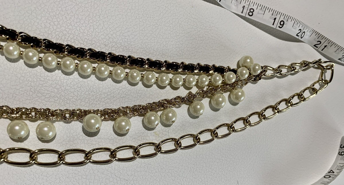 White House Black Market Belt WHBM Pearls Gold Tone Chain  display picture 1