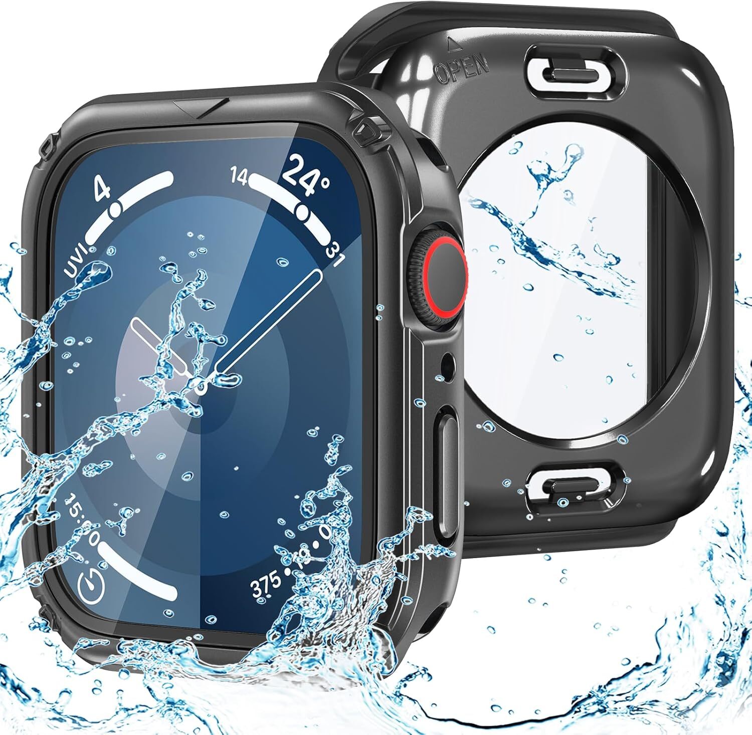 2 in 1 Waterproof Rugged Case for Apple Watch Series 9 8 7Screen Protector 360