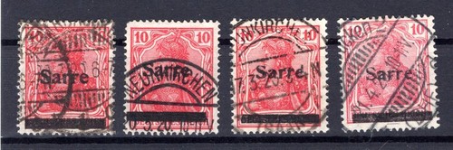 Saar 6A,Bi+III Four Different Varieties Gest. BPP 15EUR (80122)