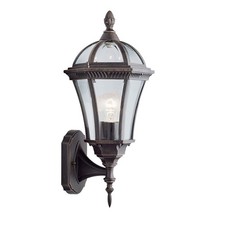 Aluminium Rustic Brown Finish Outdoor Wall Light Uplighter Bevelled Glass Shade