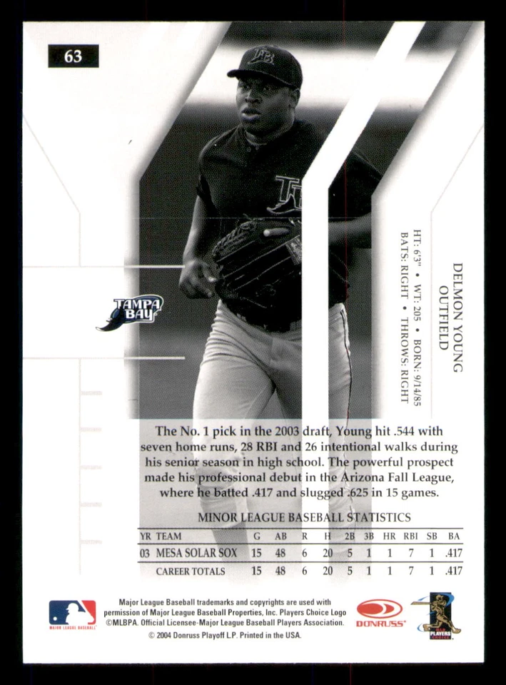 2004 Donruss Elite Extra Edition #63 Delmon Young - Image 2 of 2