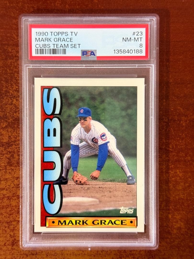 1990 Topps TV Mark Grace #23 PSA 8 NM-MT Cubs Team Set Oddball