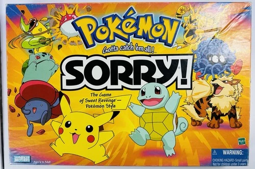 VINTAGE POKEMON SORRY! BOARD GAME COMPLETE PARKER BROTHERS HASBRO 2000