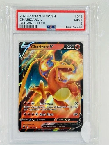Pokémon TCG Charizard v Crown Zenith Holo Ultra Rare Card 018/159 PSA 9