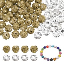 200 Pcs 10mm Rhinestone  Spacer Beads for Jewelry Making, Crystal Yellow