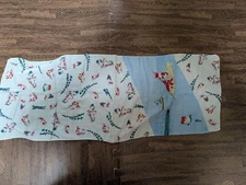 Ukiyo-E Koi Design Cotton Tenugui, Japanese Wave Art, Used