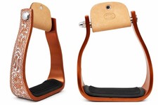 Horse Western 5" Barrel Racer Engraved Aluminum Angled Show Stirrups 51140