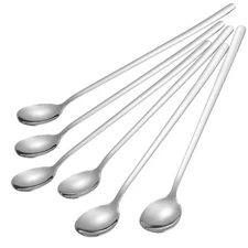 9 Inches Long Handle Spoon, 6 Pieces Iced Coffee Spoons, Ice Cream Tea Spoon