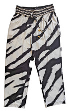 Womens Cavalli Class Signed Drawstring Wide Legs Elastic Waist Zebra Pants US 10
