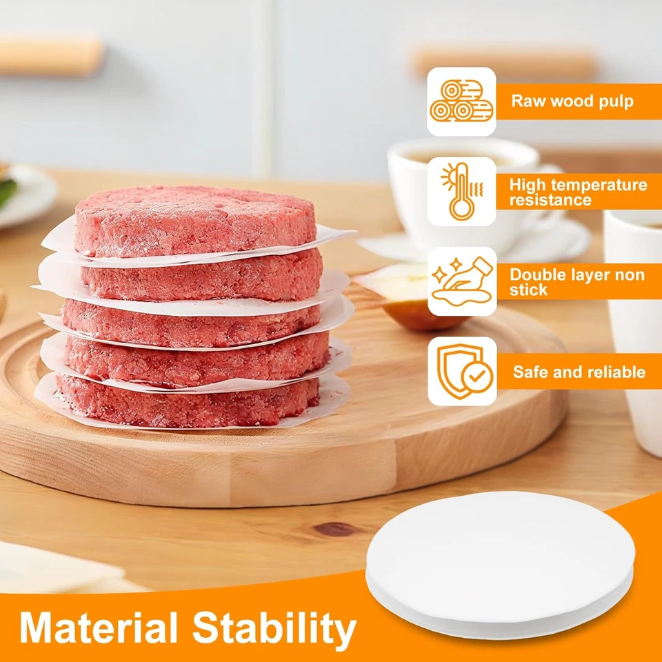 200 Fogli Di Carta Da Forno per Pressa Hamburger, Carta Antiaderente per Hamburg - Immagine 3 di 4