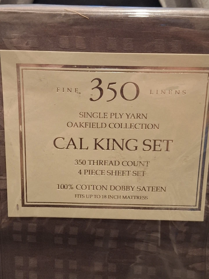 Fine Linens 350 Oakfield Cal King 4 Pc Sheet Set 100% Cotton Dobby Sateen Grey - Image 3 of 4