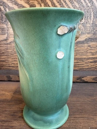 ROSEVILLE POTTERY 838-6" Green Vase Pinecone Broken Handle For Restoration READ