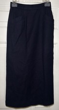 Vintage HaberdasHER Junior  s 8 Navy Dark Blue 100  Wool Midi Skirt High Waist