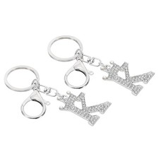 Initial Letter Keychain, 2 Pcs Letter K Crown Design Charm, Silver Tone