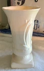 McCoy pottery Sailboat motif vase Matte White/Ivory 9" Vintage 1940s
