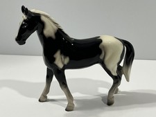 Vintage Black & White Porcelain Horse Figurin...