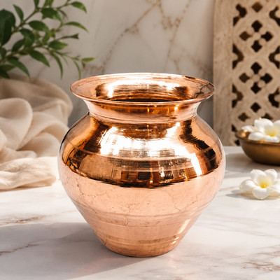 Small Size Copper tamba lota Kalash puja Drinking Water Pooja (9cm 85gms)