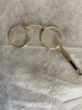 Antique Bausch And Lomb Gold Filled Lorgnette Opera Glasses Folding With Onyx 