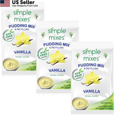 Simple Mixes Natural Instant Pudding & Pie Filling Mix, 3-Pack, Vanilla 
