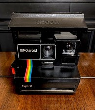 Polaroid Spirit 600 Land Camera Rainbow Stripe Vintage 80's w/ Neck Strap
