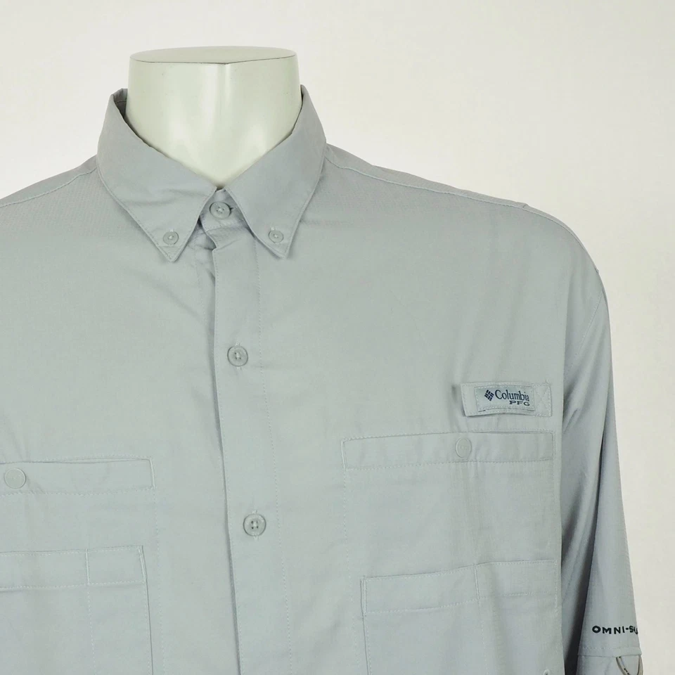 Nueva Camisa Columbia PFG Tamiami II Abotonada Para Hombres XL Gris Equipo de Pesca Ventilada Foto 2 de 4