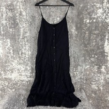 Uniqlo Size L Minimalist Button Front Maxi Dress Black Casual Scoop Neck