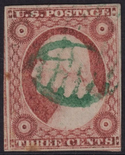 ~1851, Sc #11A - USED - GREEN CANCEL