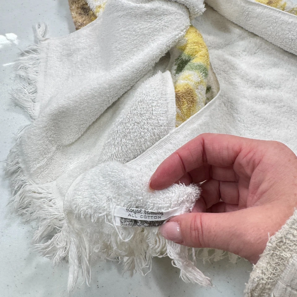 Toalla de baño vintage cañón amarillo margarita algodón rectángulo flores grandes mcm Foto 4 de 4