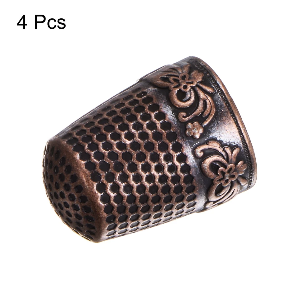 4pcs Sewing Thimble Copper Sewing Thimble Finger Protector, Red Bronze Foto 3 de 4