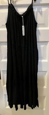 Slack Layered Cotton Midi Dress, Spaghetti Strap, Size Large, Boho, Cottagecore