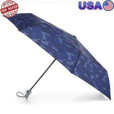 Eco-Friendly Auto Open Close Collapsible Rain Umbrella W/ Adjustable Strap New
