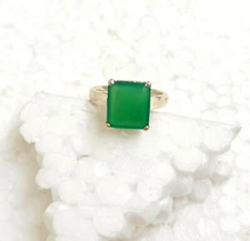 Natural Green Onyx Gemstone 925 Sterling Silver Ring Engagement Anniversary Gift