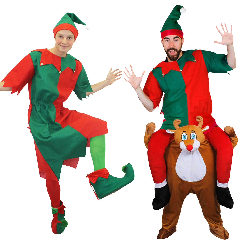 MENS ELF TUNIC COSTUME REINDEER PICK ME UP FUNNY CHRISTMAS FANCY
