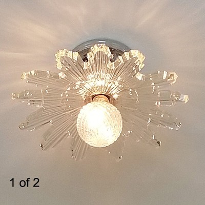 367b Vintage 40s Ceiling Light Lamp Fixture Starburst Hall Closet