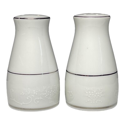 Beautiful Noritake RANIER #6909 Salt Pepper Set Floral Platinum - Main Image