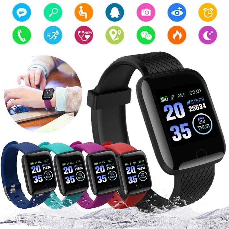 Smart Watch Bluetooth Heart Rate Blood Pressure Monitor Fitness