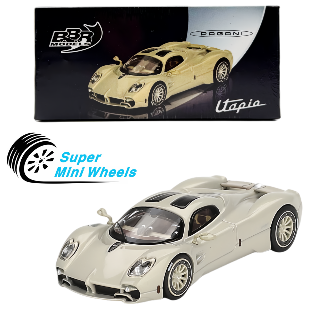BBR Models 1:64 Pagani Utopia Presentation Grigio Rinascimento