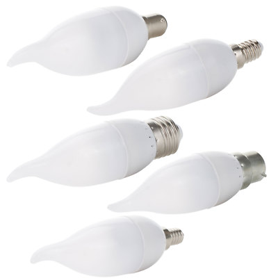 LED Candle Light Bulbs Dimmable 3W Flame Chandelier E14 E27 E26 E12 B22 B15 Lamp
