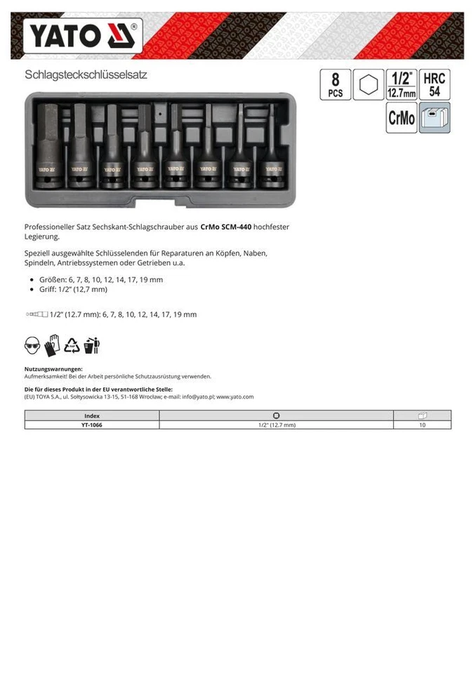 Schlagschrauber 1/2“ Nuß Innensechskant Inbus 6 Kant Satz 8 Tlg. - Bild 3 von 4