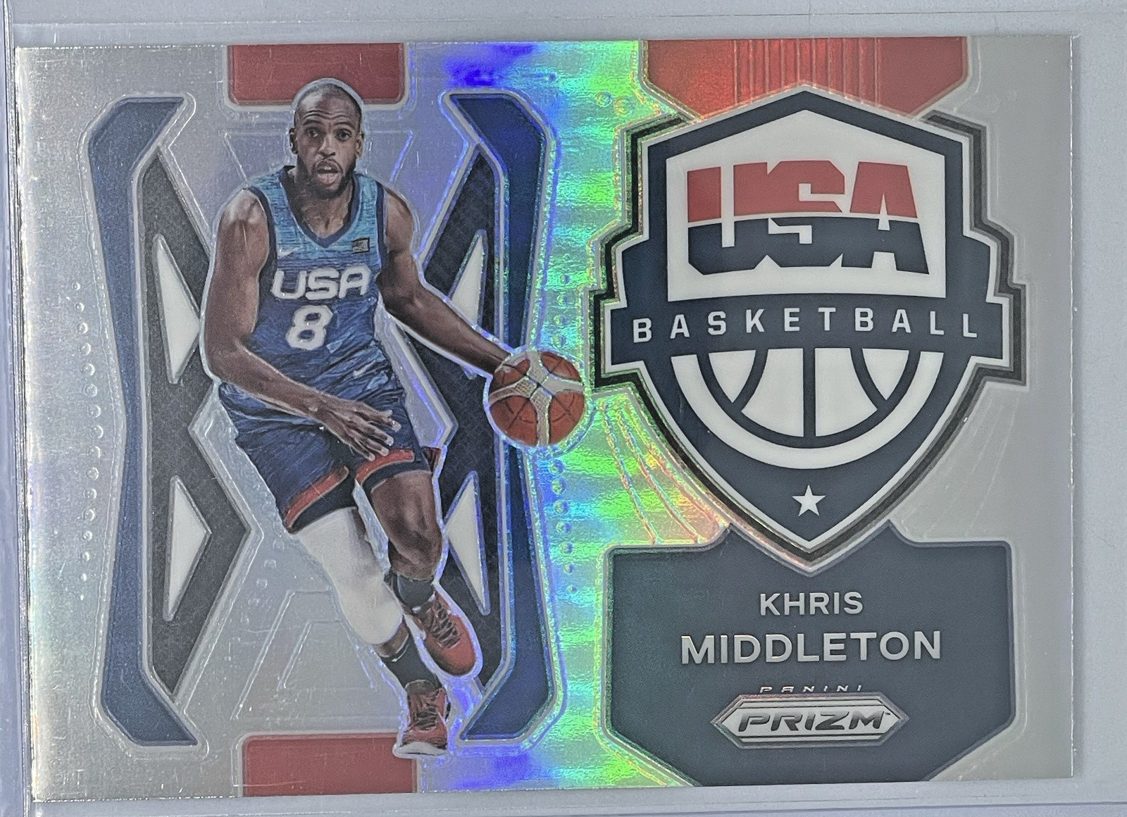 2021-22 Panini Prizm NBA Khris Middleton Silver Prizm USA Basketball Insert #5