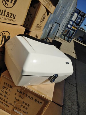 Pure White DMY Universal Trunk Tour Pak fits Harley Touring & Metric Cruisers