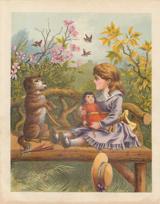 人物画　油絵　アンティーク　レトロ antique doll】lithograph vintage