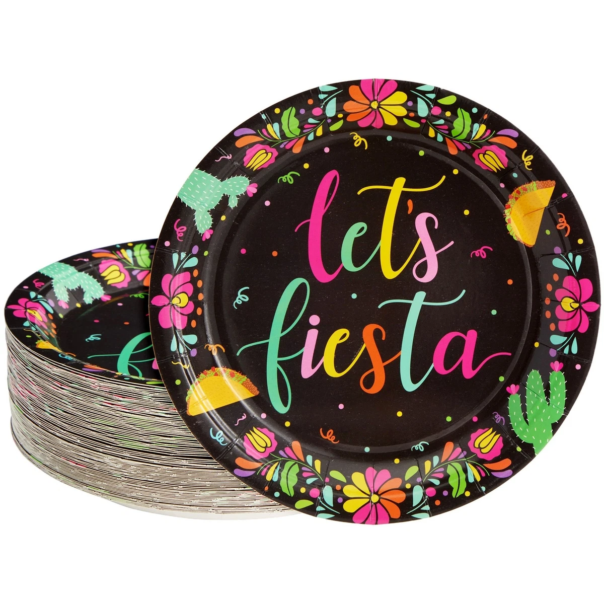 80 Pack of Let s Fiesta Paper Plates for Cinco de Mayo Party