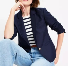 NEW ANN TAYLOR LOFT DEEP SPACE BLUE TWILL SCHOOLBOY BLAZER JACKET SZ 12