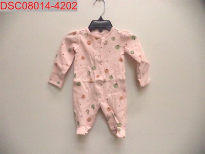 Carter's Baby Girls Pink RibKnit ApplePrint Snap Up Sleep & Play NB 195861170549