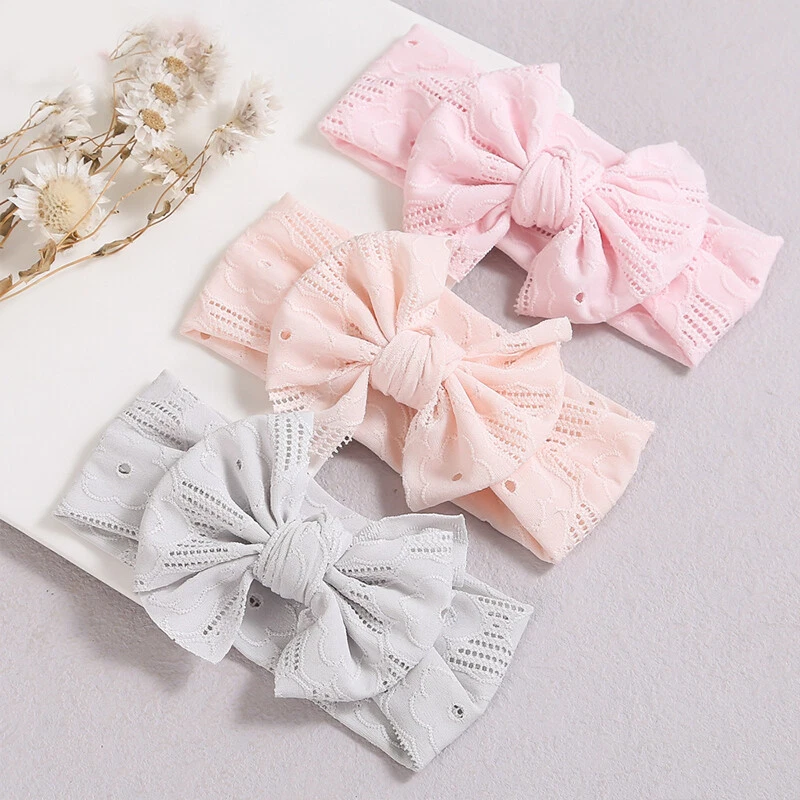 Big Bowknot 婴儿头带柔软弹性发带宽蝴蝶结头饰 — 第 4/4 张图片