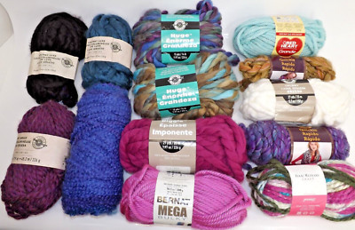 Loops & Threads, Bernat, & others  Lot of large & CHUNKY,  yarn - 13 skeins
