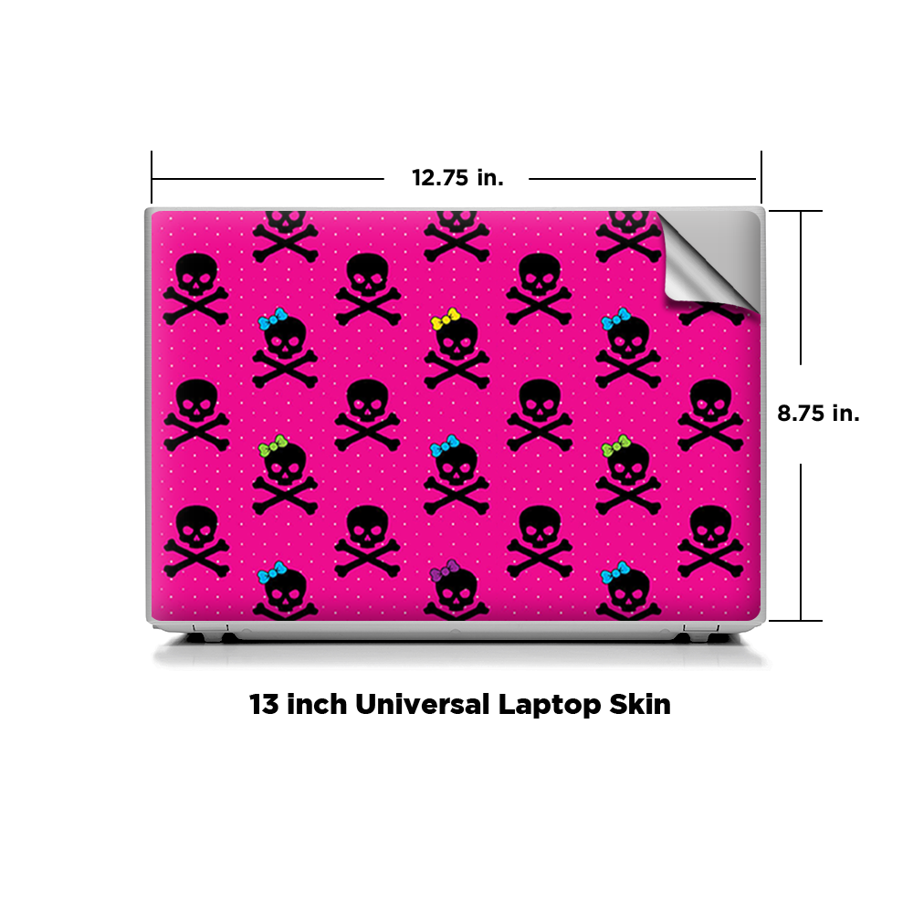 Skin Vinyle Itsaskin Pour Ordi 14 Pouces – Féminin, Crânes Et Nœuds Roses – Neuf