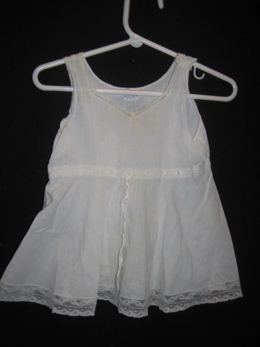 Vintage Baby Dress White Linen w lace accents dainty & delicate pretty 3-6  m | eBay
