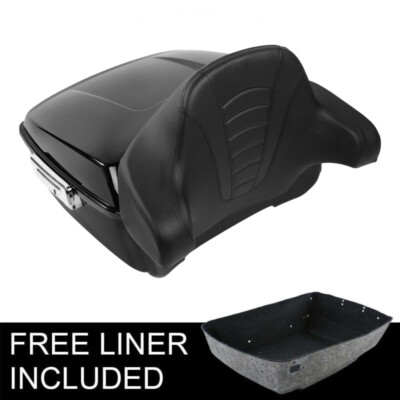 Vivid Black King Trunk Backrest Pad Fit For Harley Touring 14-25